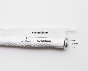 Fahnendichtung für Brunner Kamine Wulst 13mm , Kordel 10mm, Klemmfahne ca. 20mm